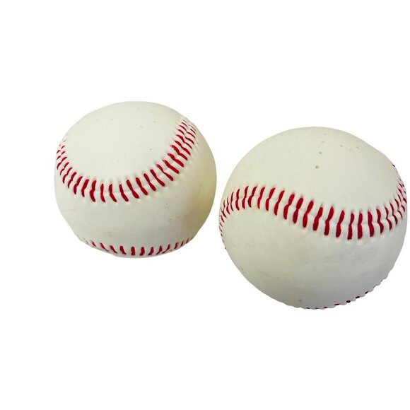 Vintage Hallmark Style Baseballs 2 Pack White Leather With Red Stitching Plastic - Picture 3 of 7